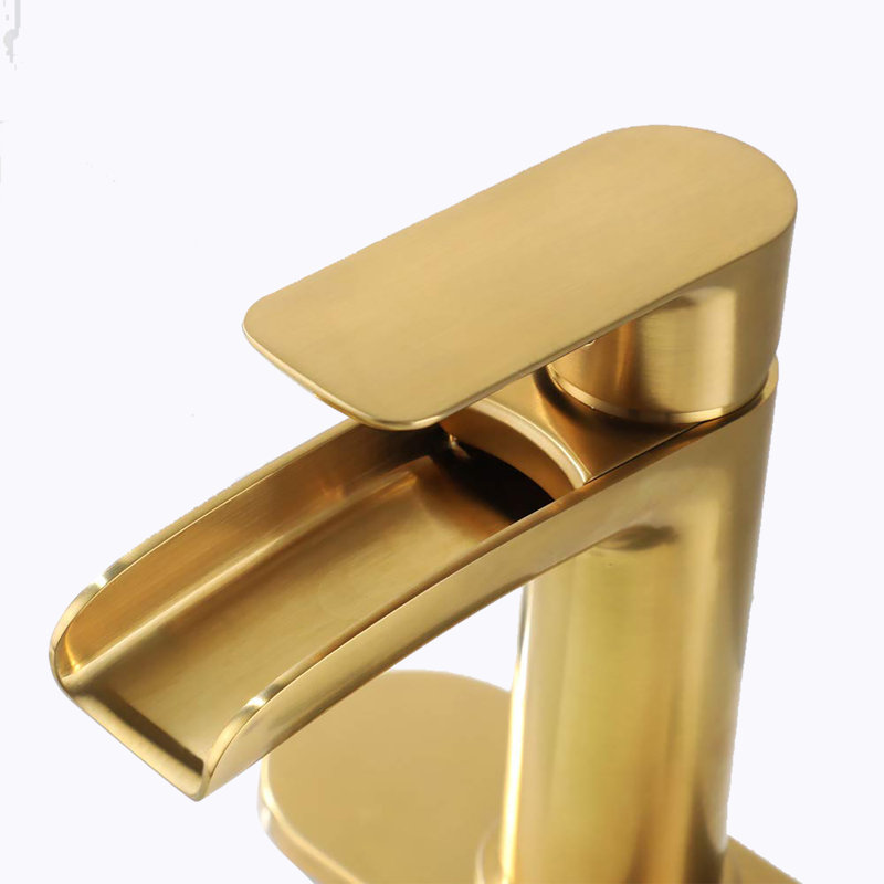 Robinet de salle de bains monotrou avec ensemble de drainage, Or brossé