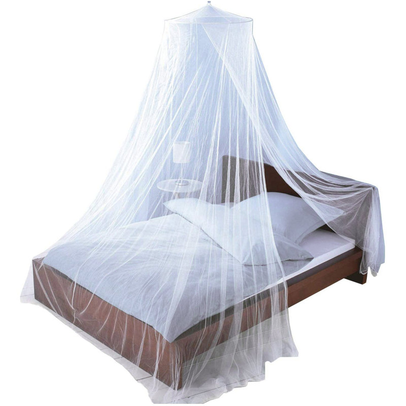 Elegant White Polyester Queen/King Bed Canopy with Hanging Kit