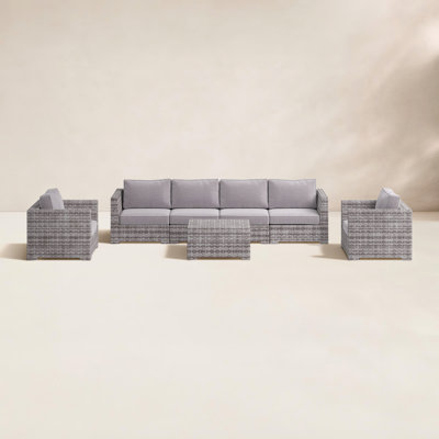 Carruthers Wicker Fully Assembled 6 - Person Seating Group with Cushions