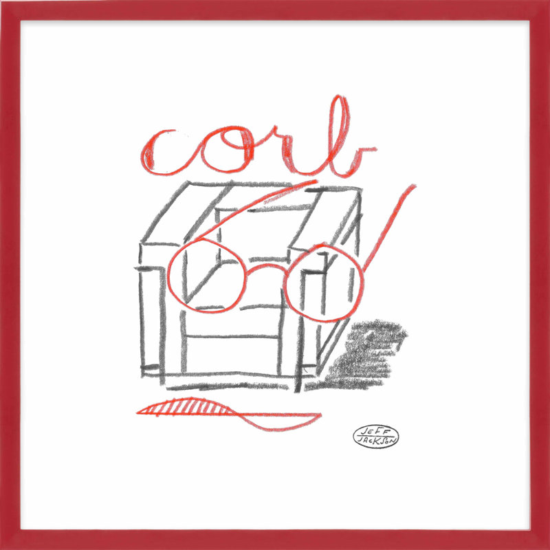 Chairs Corb par Jeff Jackson - impression d'un seul cadre, L 30 po x H 30 po, Papier avec cadre unique rouge