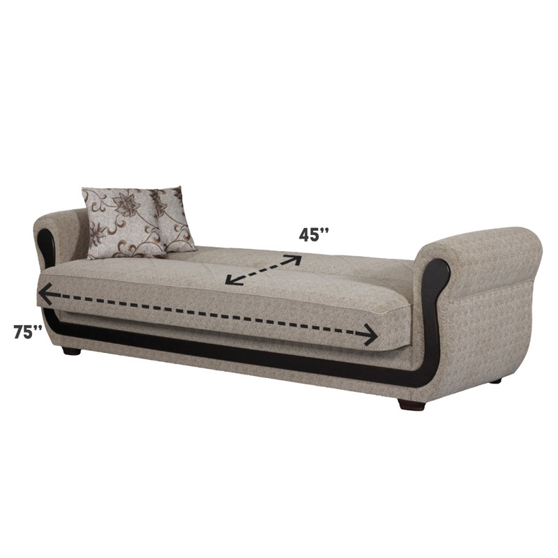 Twin 91'' Upholstered Convertible Sofa, Beige 