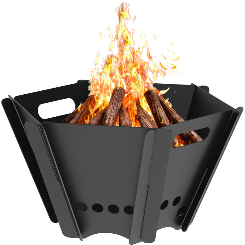 Portable Steel Fire Pit, 7" H x 11" W x 11" D
