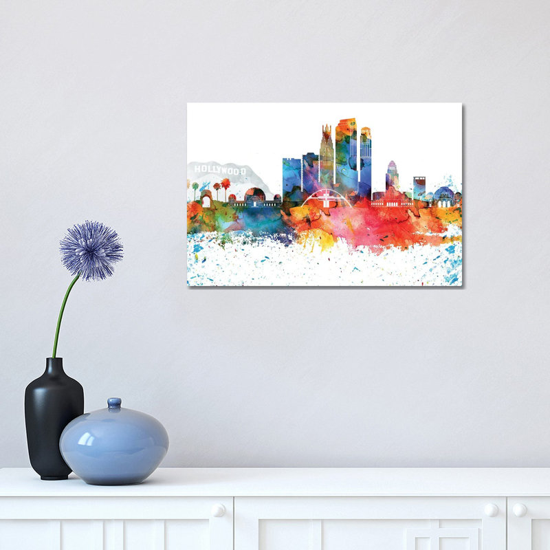 Los Angeles Skyline by WallDecorAddict - Wrapped Canvas Gallery-Wrapped Canvas Giclée, 30.48 cm H x 45.72 cm W