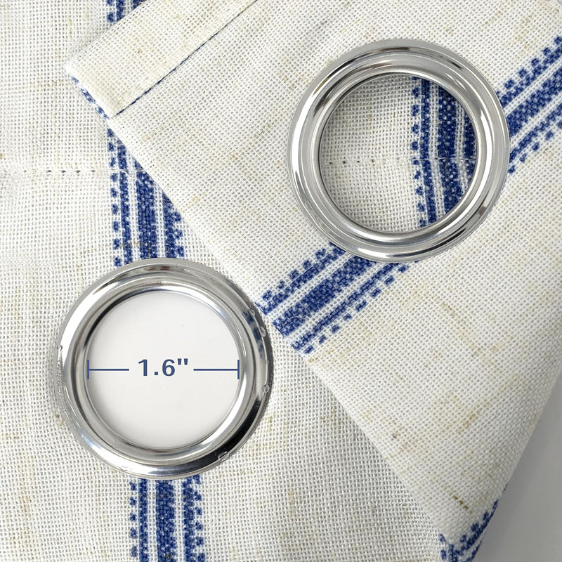 Blackout Curtain Pair, 52" W x 84" L, Gray Stripe/Light Linen-Back Tab