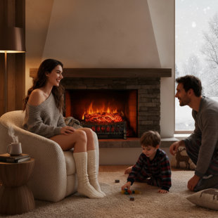 Airo Comfort 21-Inch Electric Fireplace Log Heater – Realistic Flame Fireplace Insert With Remote Control