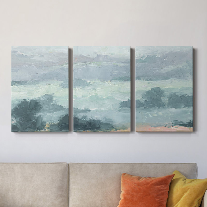 Pastel Valley I - Toile tendue avec châssis de qualité supérieure - Prêt à être accroché, H 60 po x l 120 po x P 1 po
