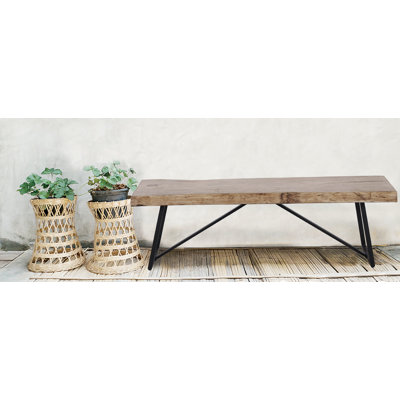  Live Edge Oak Style Bench 