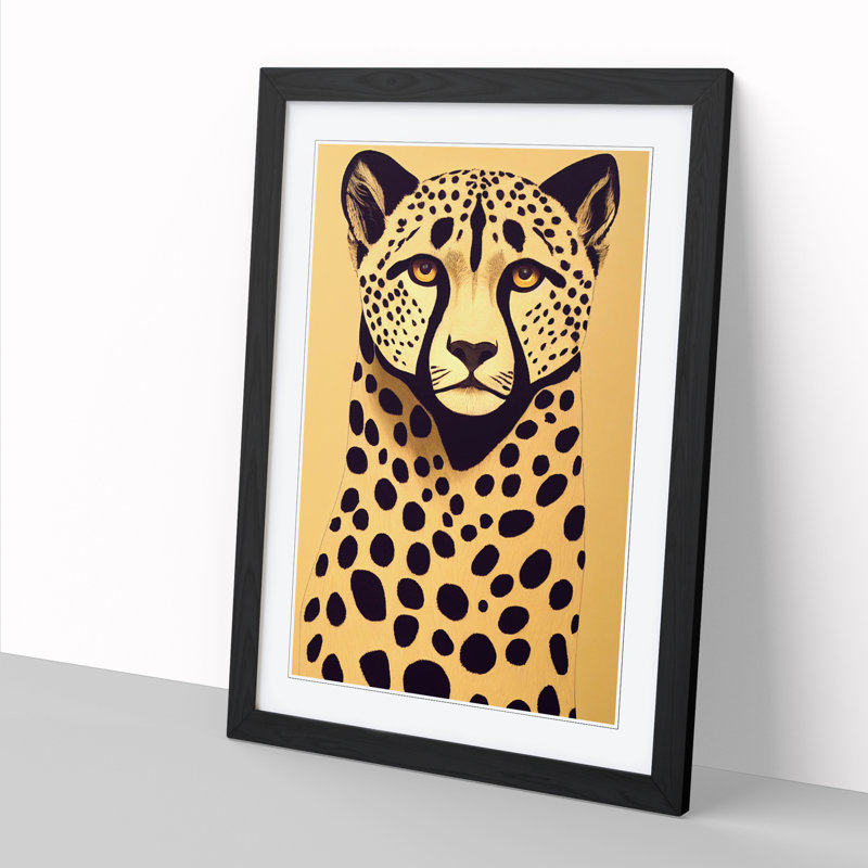 Isabeth Cheetah Scandinavian - Picture Frame Print, Black Framed, 64cm H x 46cm W