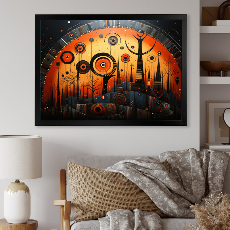 " African Tribal Rhythms III ", 34" H x 44" W x 1.5" D, Black Picture Framed