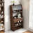 Buffet With Hutch And Foldable Dining Table, Storage Shelves, Side Hooks And A Cabinet With Sliding Doors-1136706086