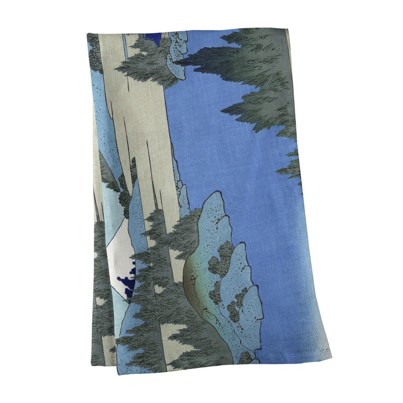 Serviette à thé le lac à Hakone dans la province de Sagami, Polyester sergé, bleu