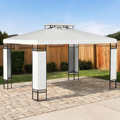 Gazebo with Cream White Steel and Polyester and 13 x 10 ft, Rectangular, combining Cream White Steel