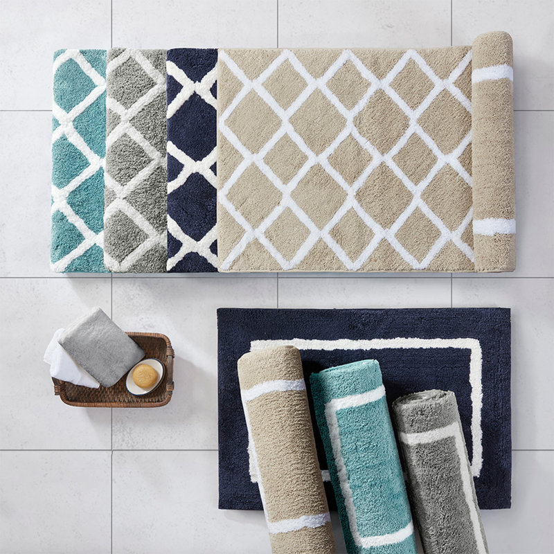 Tapis de bain réversible en microfibre touffetée à poils longs (un seul tapis)