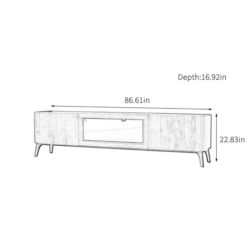 Simple design sense solid wood TV cabinet, 22.83" H x 86.61" L x 16.92" W