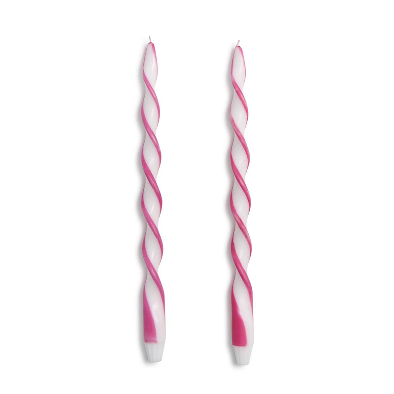 Ensemble de 2 bougies Ribbon Twist Taper, Rose
