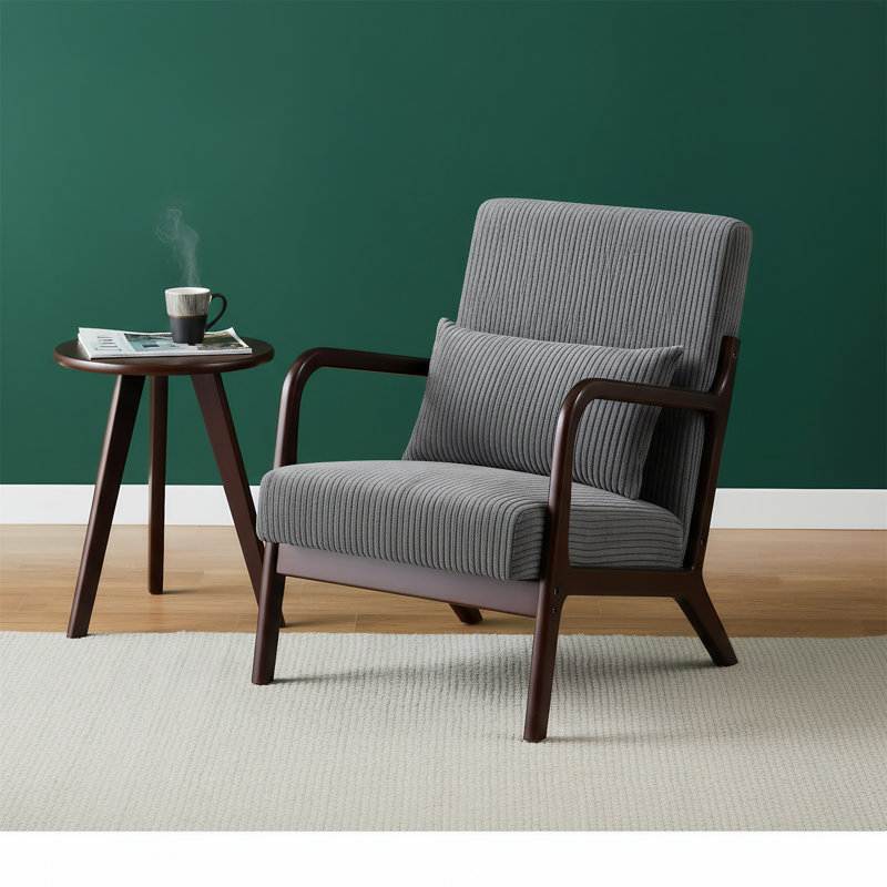 Ensemble de chaise longue et table basse de style rétro luxueux, Gris foncé antique, Noyer