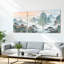 Peinture de paysage chinois avec pagodes et montagnes, ensemble de 3 reproductions d'art sur toile-558006564