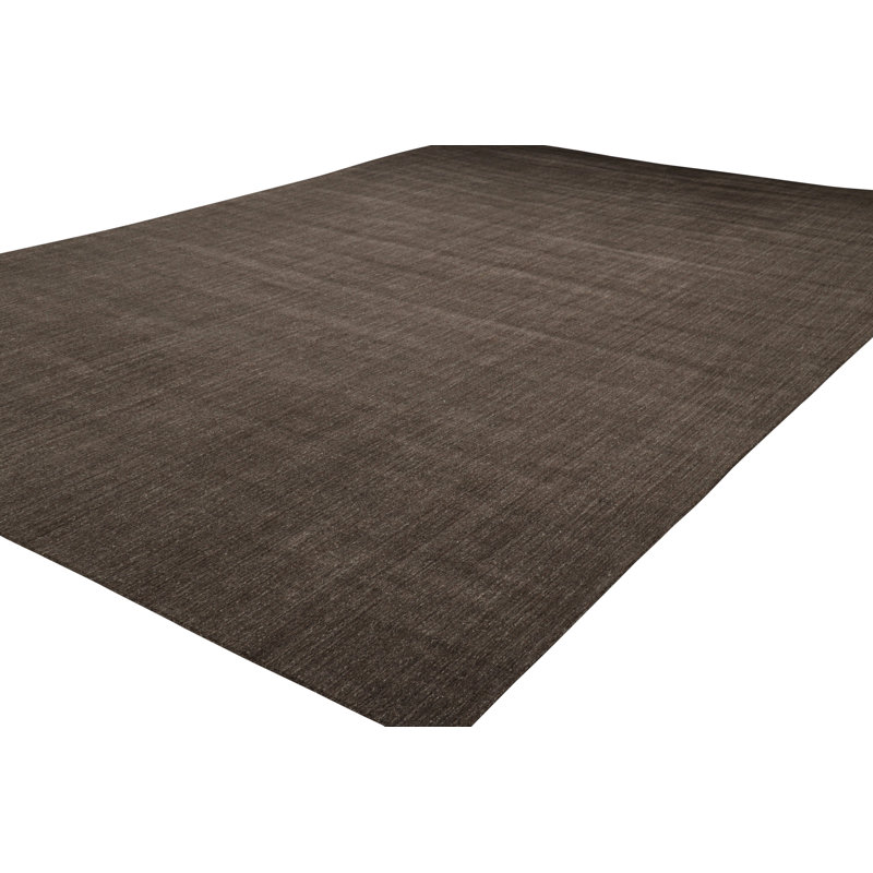 Textural Hand Knotted Wool Striped Area Rug, Rectangle 9' x 12'
