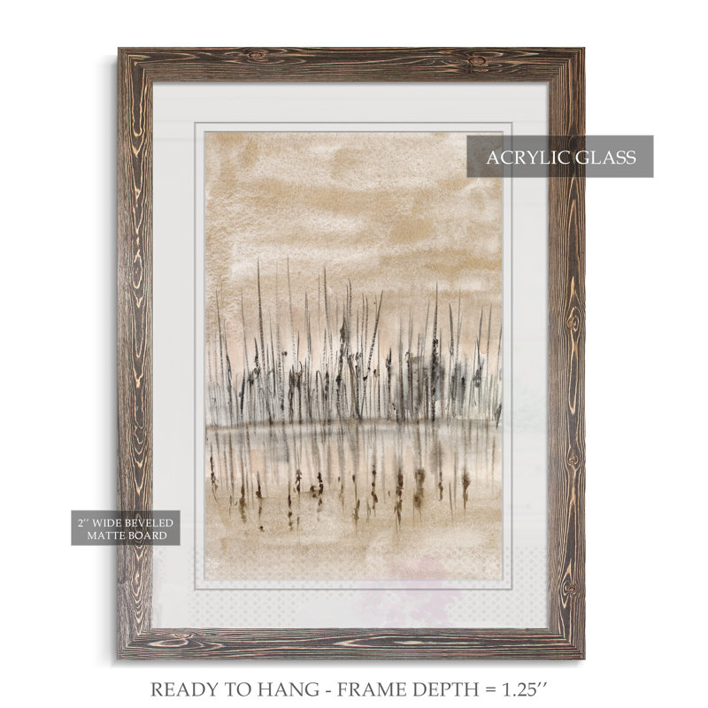 « marshline reflection ii »-image, reproduction d’art, Papier avec encadré espresso, H 44 po x l 32 po x P 1,25 po, Blanc