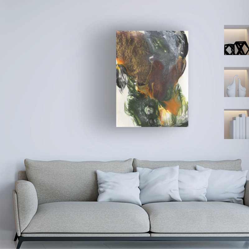 Bolognaise «Orange Green II» sur toile, H 24 po x l 18 po