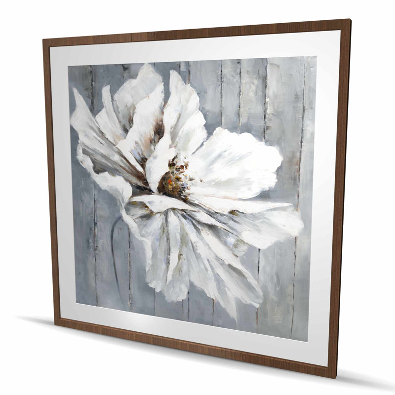 Fleur sur bois - fleurs blanches encadrées