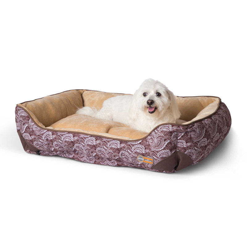 Paisley Polyester Pet Bed, Medium (30" W x 24" D x 9" D), Brown