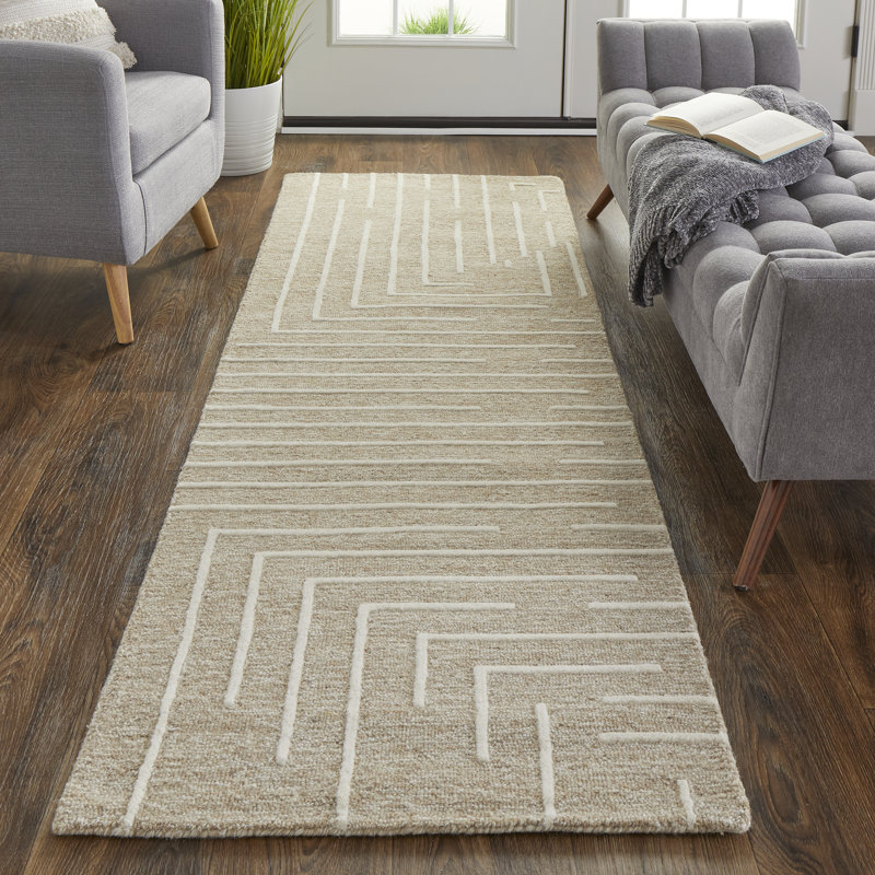 Fenner Transitional Geometric, Taupe/Ivory Area Rug, Rectangle 12' x 15'