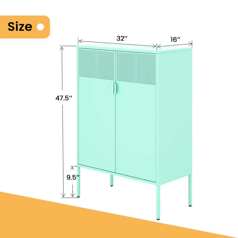 Lashondra 32'' Wide 2 - Shelf Storage Cabinet, Mint