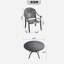 Ensemble de 7 pièces de mobilier de patio en aluminium coulé avec cadre noir et coussins de siège bleus (identique à: W1710S00485)-380373306