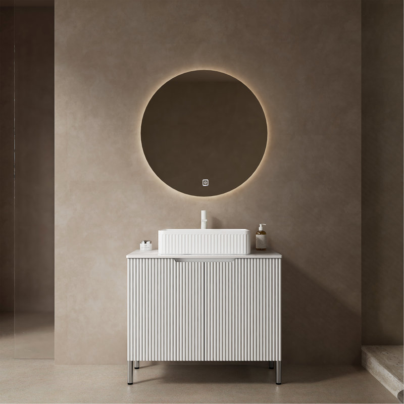 Meuble-lavabo 30 po avec lavabo 30 po avec 2 portes, lavabo rectangulaire en céramique blanc et comptoir en marbre artificiel blanc