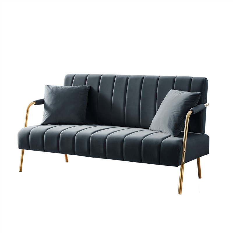 Swaley 47.24'' Velvet Loveseat, Grey Velvet