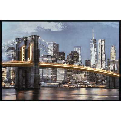 Urban Glow LED Framed Canvas Wall Art - 33" x 48" - Black Frame