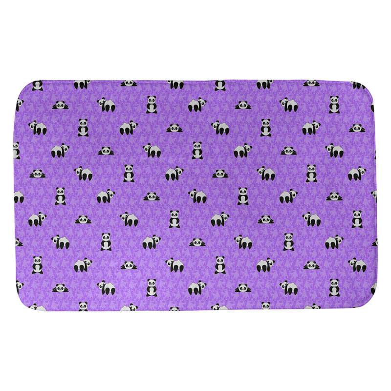 Tapis de salle de bain panda Avicia, l 21 po x L 34 po, Mauve
