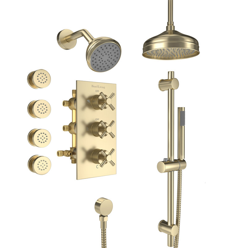 All-In-One Kit with Rough in-Valve, Brushed Gold