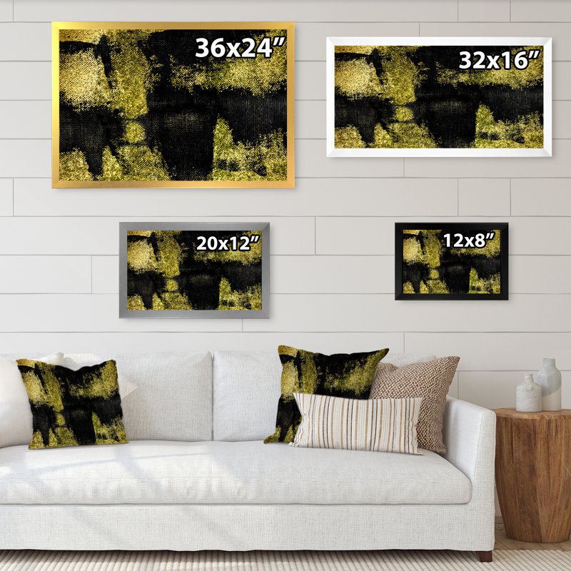 Or et noir grunge - reproduction de cadre photo sur toile, Cadre photo argenté, H 16 po x l 32 po x P 1 po