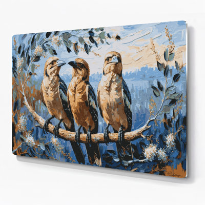 Birds Laughing Kookaburra Grey Metal Wall Art