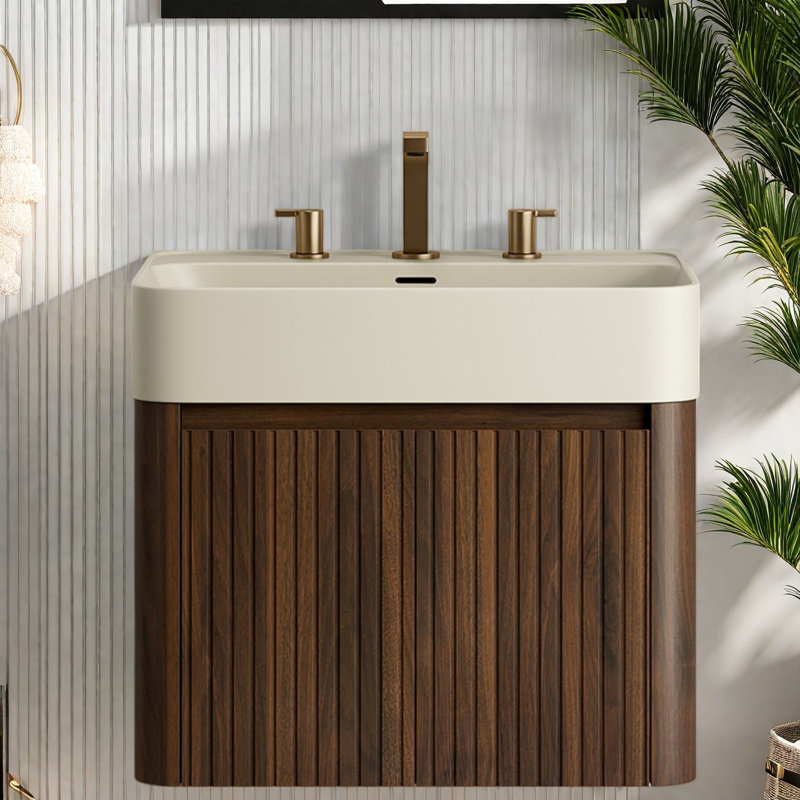 Meuble-lavabo (doit inclure le meuble-lavabo et le lavabo), noyer moderne 24 po, 23.62