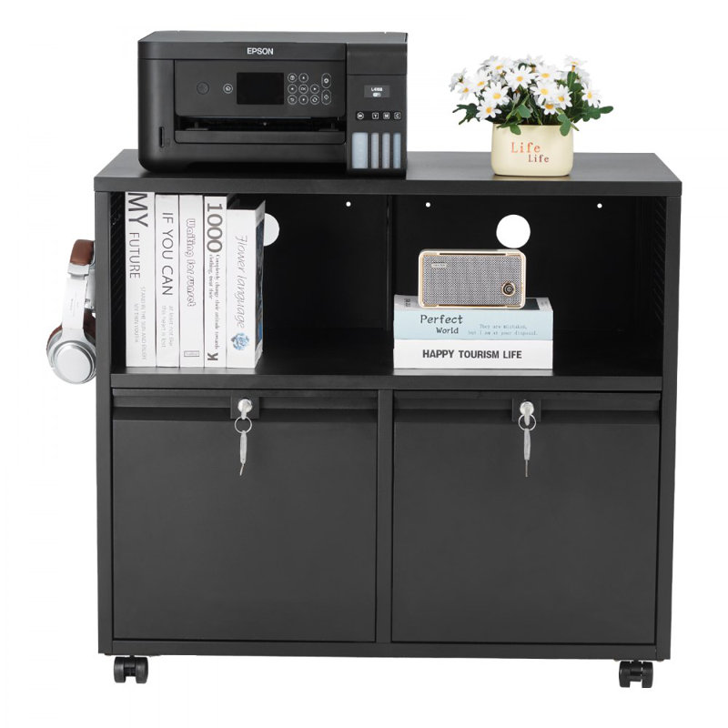 2 Drawers Metal File Cabinet, Lateral Filing Cabinet with Lock and Adjustable Hanging Rods, Wide Filing Storage Cabinets for Home and Office Fit Letter, A4, Legal Size File, Easy Assembly, Black