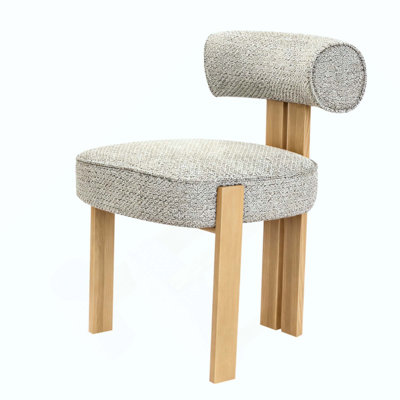 Modern Fabric Dining Chair, Upholstered Armless Side Chair with Wooden Finished Metal Frame, No Assembly Required Artistic Curved Backrest Accent Chair for Dining Room, Living Room,Kitchen,1pc