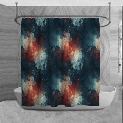 Galaxy Shower Curtain Space Bathroom Decor Blue