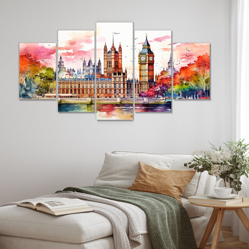 «Big Ben London Skylines At Sunset II - London Multipanel Wall Art», ensemble de décorations murales