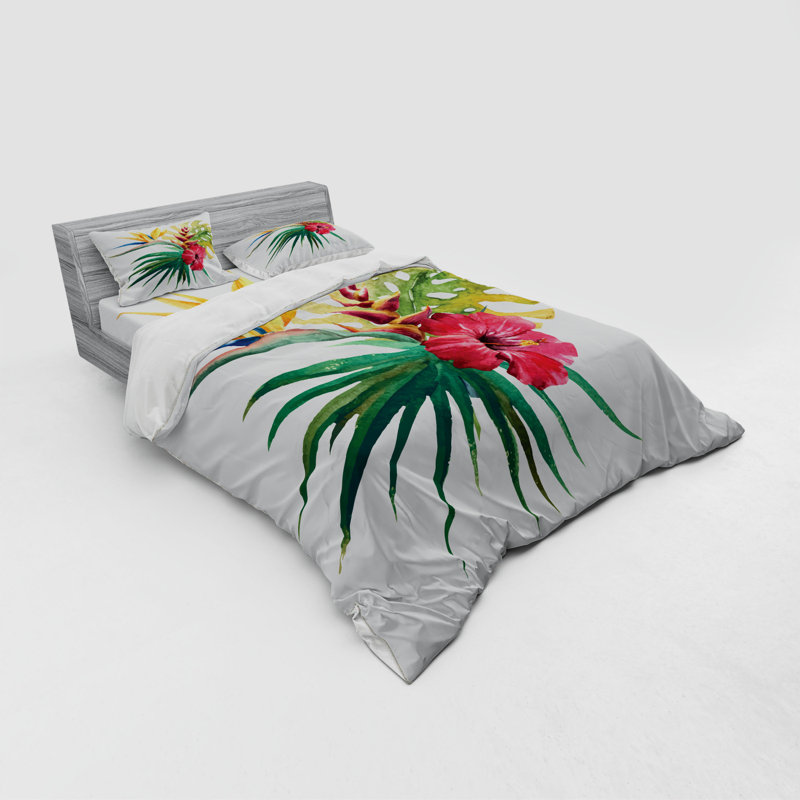 Ensemble de housse de couette en microfibre vert forêt, Housse de couette grand + 3 pièces supplémentair