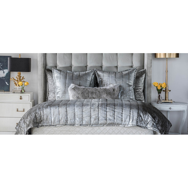 Moderne Quilted Blanket, Silver