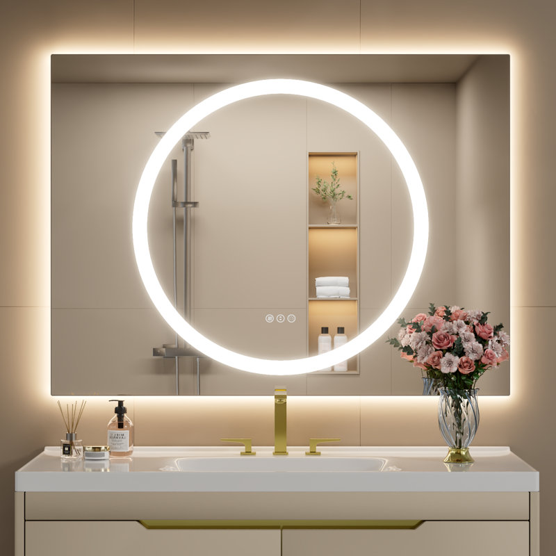 Dimmable LED Bathroom Mirror with Lights, 48" x 36"