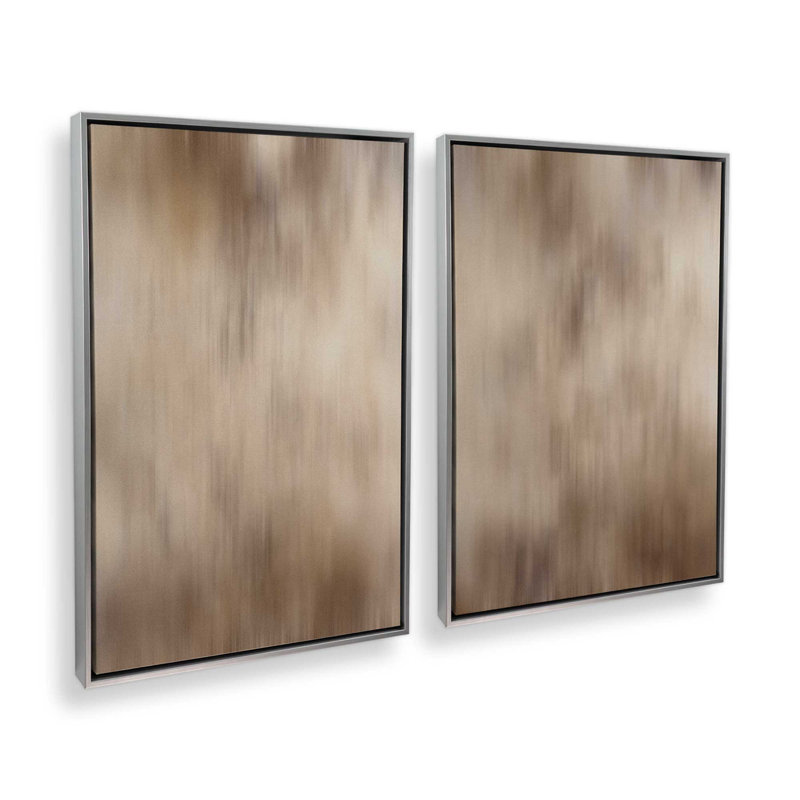 Cosmic Latte, ensemble de 2 impressions sur toile dans un cadre, Cadre flottant en chrome poli