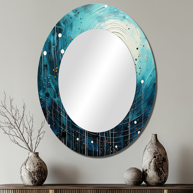 Miroir mural moderne bleu Minimalisme Moon II, 40 po x 30 po
