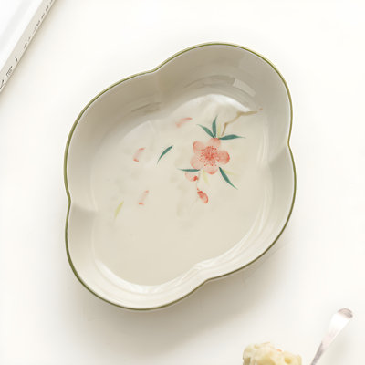 Hand Drawn Peach Blossom Pot Tray - High End Ceramic Tea Set Accessories, Simple And Elegant Tea Art Utensils