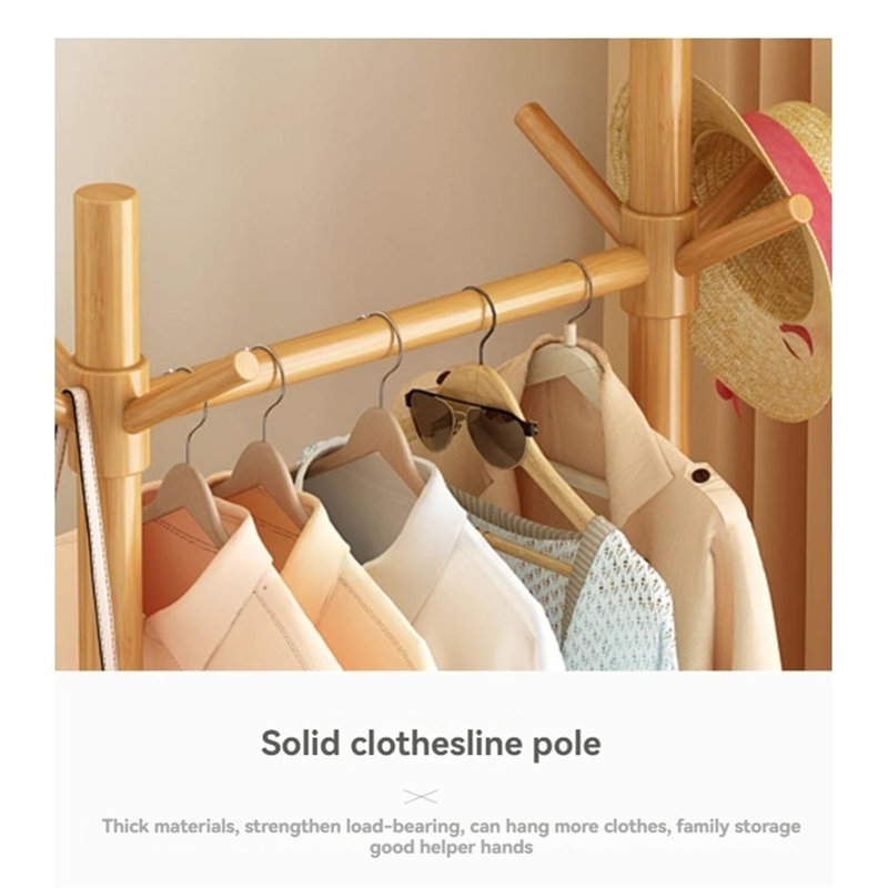 Aesthetic Solid Wood Clothes And Hat Stand, Yellow