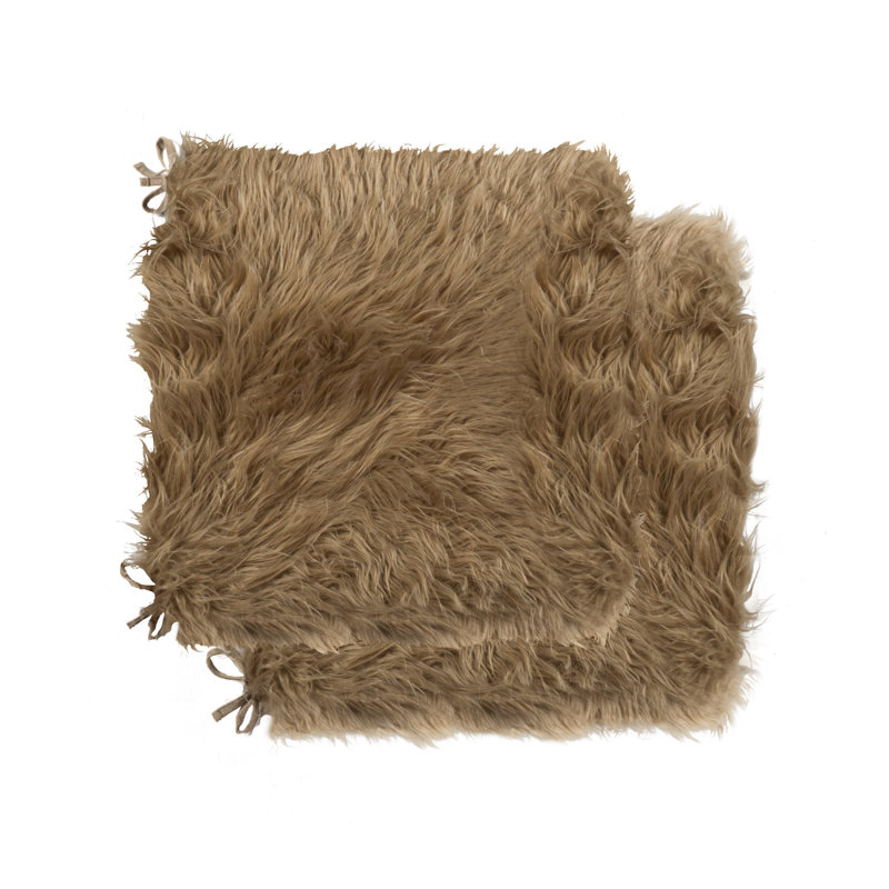 Laredo Faux Sheepskin Fur Seat Cushions 17" x 17", Tan