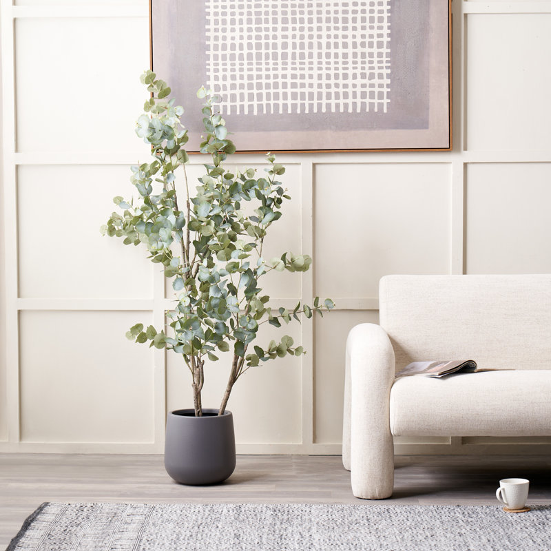 130cm Faux Eucalyptus Tree in Fibrestone Pot, 160 cm x 70 cm